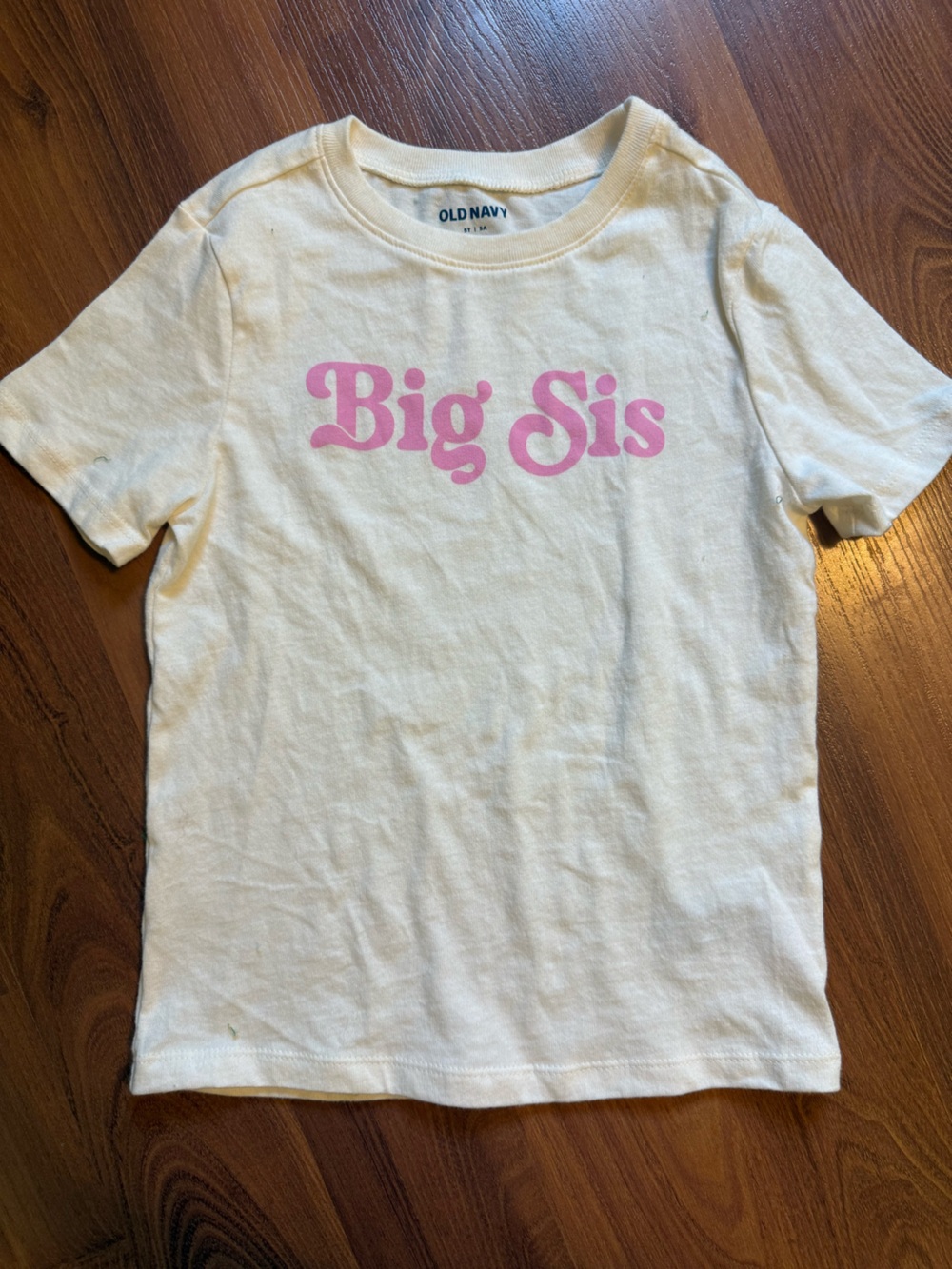 Old Navy White Tee with Pink "Big Sis" Graphic